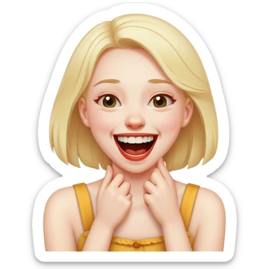 Girl choking herself as a joke sticker