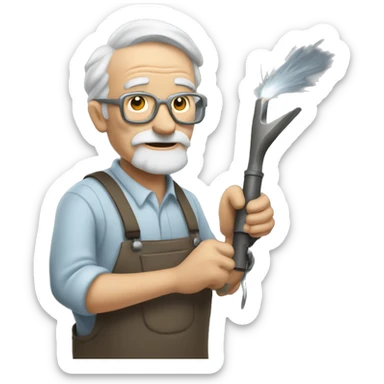 Old man welding sticker