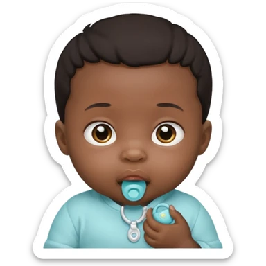 Black newborn baby, pacifier in mouth sticker
