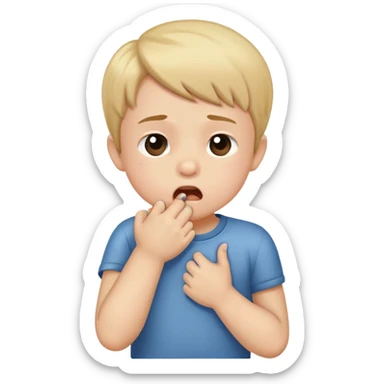 child coughing into their elbow, friendly and clear sticker