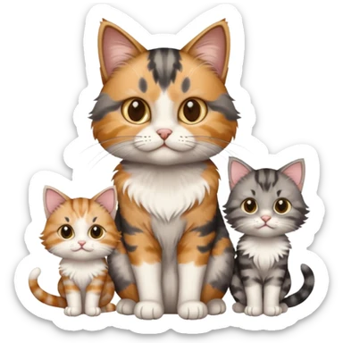 mama cat and daddy cat with 2 matching kittens sticker