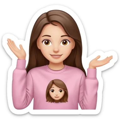 happy white long brunette hair girl with hazel eyes and in light pink USC sweatshirt sticker