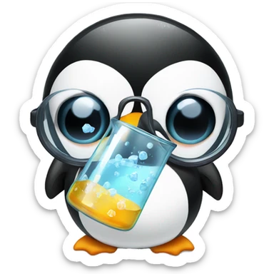 Penguin holding a science glass  sticker