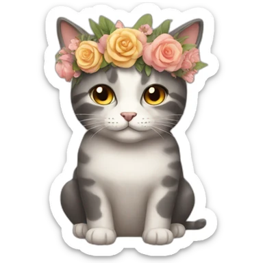 Cat with flower crown  sticker