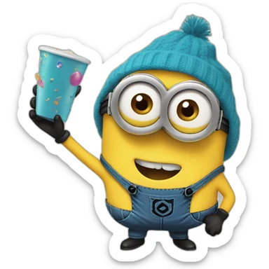 Minion festejando sticker