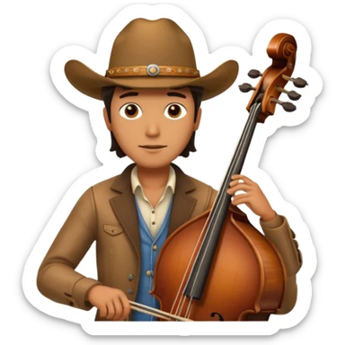 double bass player wearing cowboy hat sticker
