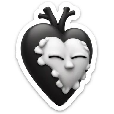A black and white merged heart melting at the bottom sticker