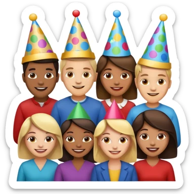 a large family gathering, emoji style sticker
