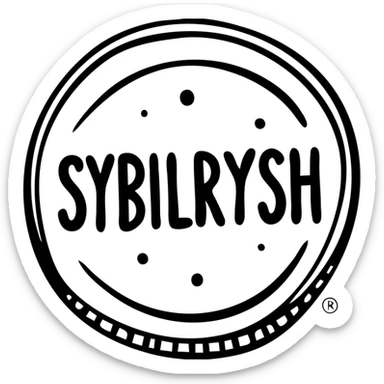 A circular coin with the text "SYBILRYSH" inscribed in the center. The coin has a rim and simple coin detailing. sticker