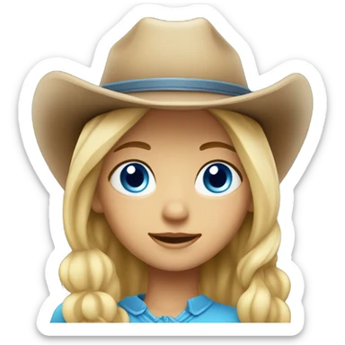 blonde girl with blue eyes cow boy hat sticker