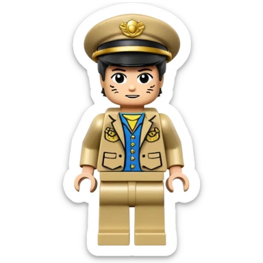 Jotaro Kujo as lego minifigure, full lego figurine view sticker