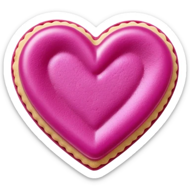 Realistic shortbread cookie in the shape of a heart with Fuchsia color jelly middle filling and sprinkled powder sugar on top. sticker