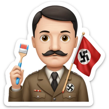 HITLER holding a nazi flag pls and pls turn his BEARD into a toothbrush mustache sticker