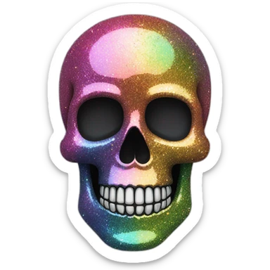 Rainbow glitter sparkle skull sticker