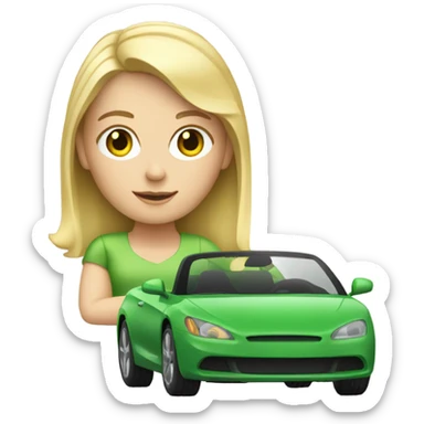 Blonde white girl driving green car  sticker