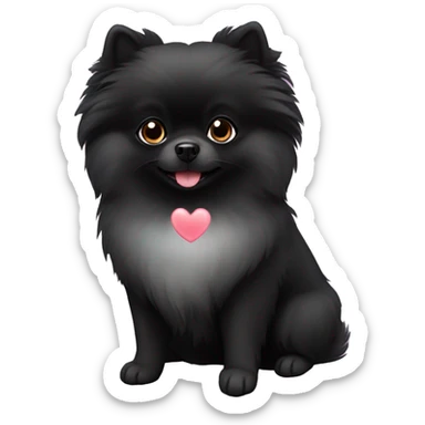 Black Pomeranian with hearts sticker