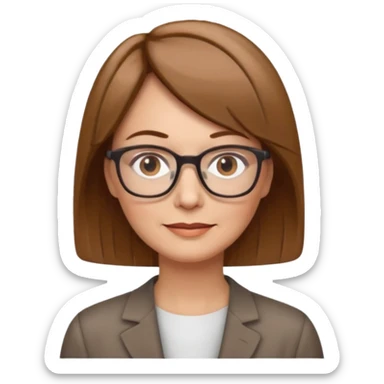 woman 50 years old, light brown hair, short straight hair, wearing glasses sticker