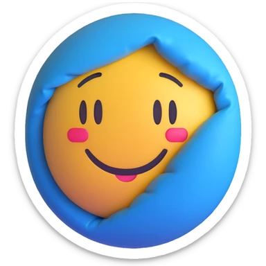 3D smiley emoji, round shape, student falling asleep in library, blue color, sleepy face sticker