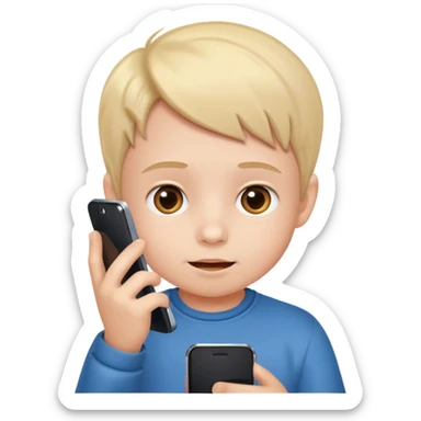 little kid with phone sticker
