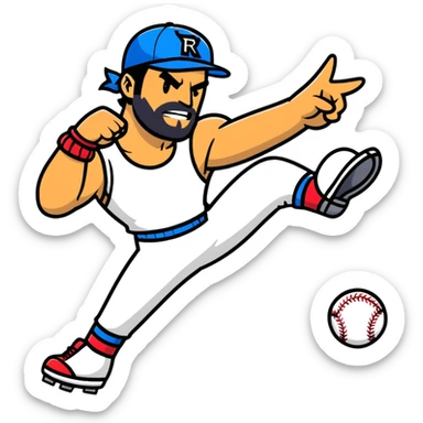Razor Ramon from Sega WWF Mania video game in his signature pose defeating a cat in a baseball cap sticker