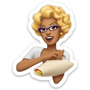 Rupaul rolling a burrito sticker