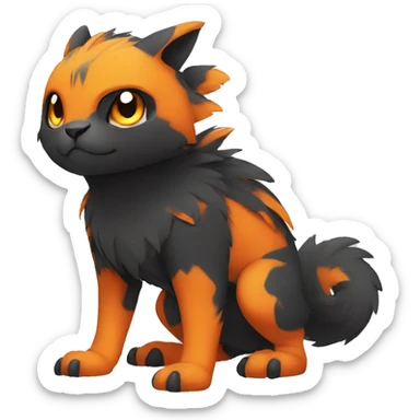 Cute cool black orange animal hybrid Fakemon full body sticker