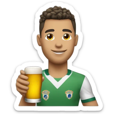 Ronaldo qui fait une retourné avec une bière et un ballon sticker