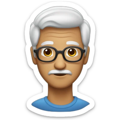 Abuelo,lentes azules, pelo corto, cejas negras y barba corta a sticker