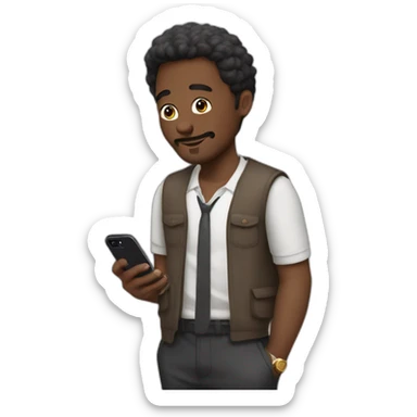 Hombre bien vestido con Iphone 15 pro max llamando a una persona sticker