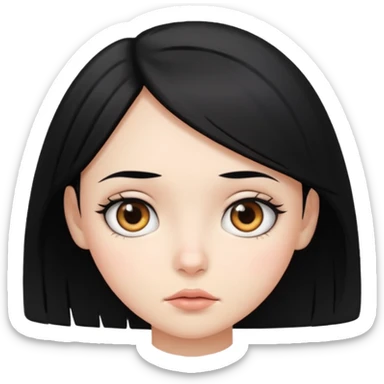A girl with black hair giving curious eye look sticker