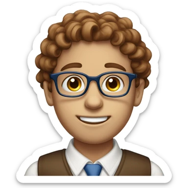 Chesnut hair blue eyes studious Jewish boy with glasses  sticker