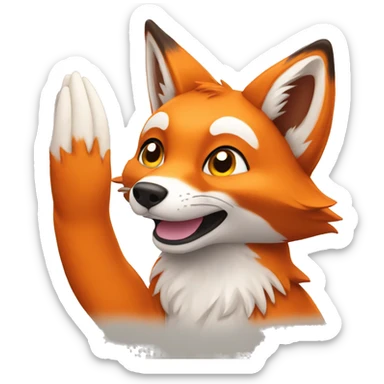 fox greeting with waving paws sticker