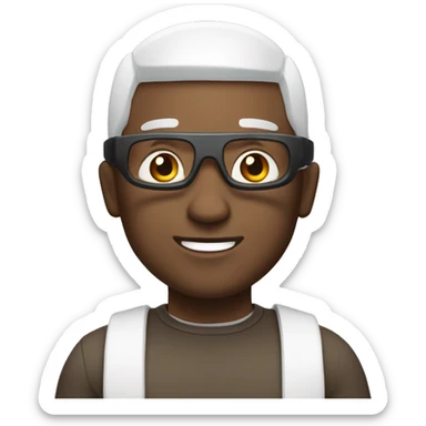 Bald brown man with VR and MacBook Pro sticker