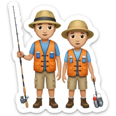 father and son fishing, full body sticker