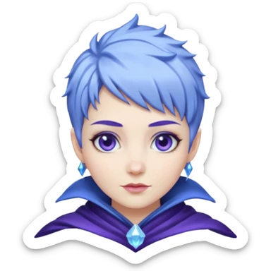Frost wizard woman short blueviolet hair sticker