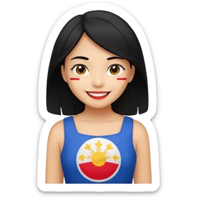 girl with black hair smile with Filipino colors sticker