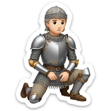 a kneeling knight looking to the ground sticker