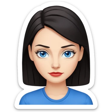 Sassy, cool and fun dark hair woman with blue eyes - raised brow + smirk sticker