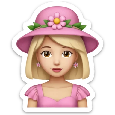 a pink summer with flower hat sticker