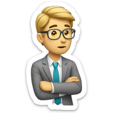 tired teacher man trying to work sticker