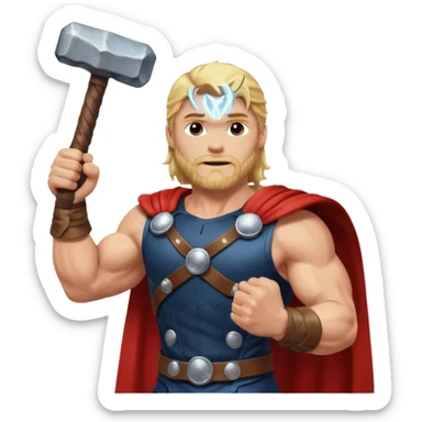 The hero Thor proudly holds justice in his raised hand. sticker