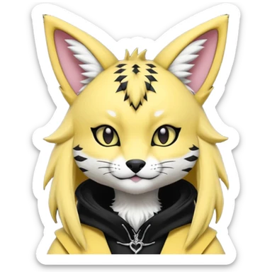 Cool gothic cute Kemonomimi Nekomimi Japanese Anime Kemono Furry Style Vernid-Serval-Renamon-Zeraora-Sergal-Fursuit-furry-fursona sticker