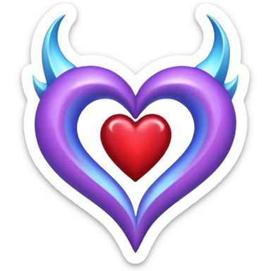 O inima mov,cu trecere spre albastru deschis si coada de drac! sticker