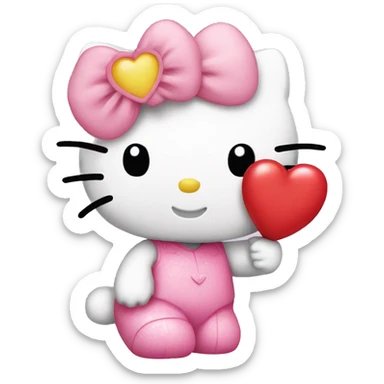 hello kitty with heart sticker