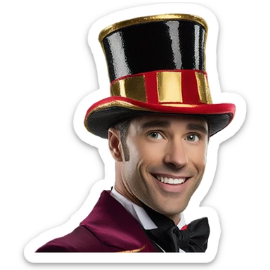 Disney The Greatest Showman Circus Ringmaster Top Hat, Black/Red/Gold, One Size, Wearable Costume  sticker