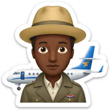 Visage homme créole réunionnais avec chapeau arrive avion sticker