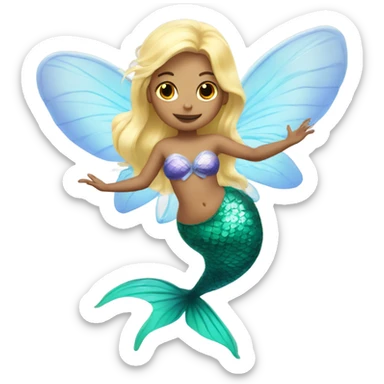 Blonde Mermaid with fairy wings sticker
