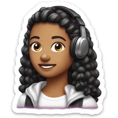 Emojis para chicas y chicos gamer color de cabello negro con auriculares tono de piel blanca para tiktok sticker