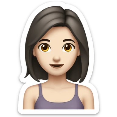 girl with dark brown hair slanted black eyes and pale skin sticker