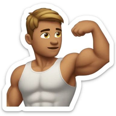 Muscle man touching his shoulder sticker